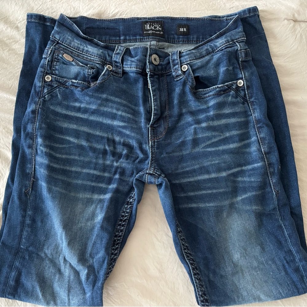 Buckle Men's Straight Jeans - Blue